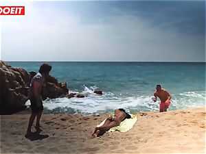LETSDOEIT - super-steamy ebony teenager torn up stiff At The Beach